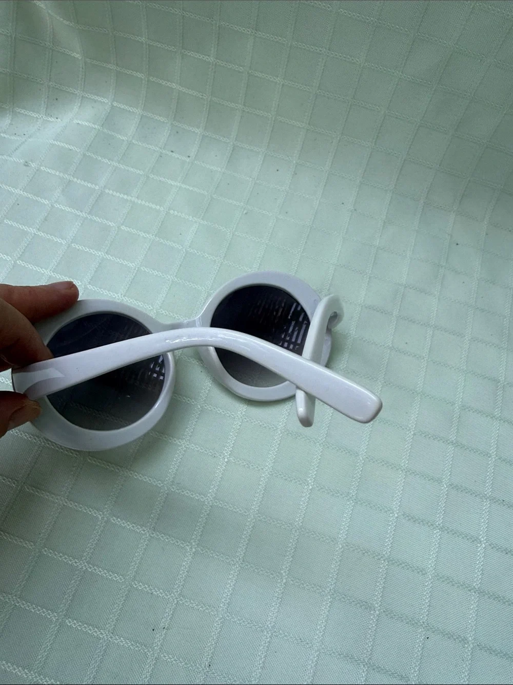 Vintage White Round Frame Sunglasses - White